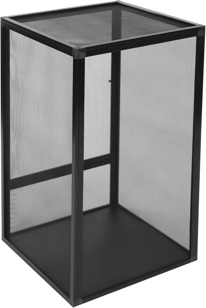 Reptile Terrarium Cage 17.7"x17.7"x31.5", 360° Panoramic Foldable Reptile Terrarium Kit, Aluminum Alloy Mesh Cage Micro Pet Feeding Net Box for Chameleons, Lizards, Snakes, Spiders