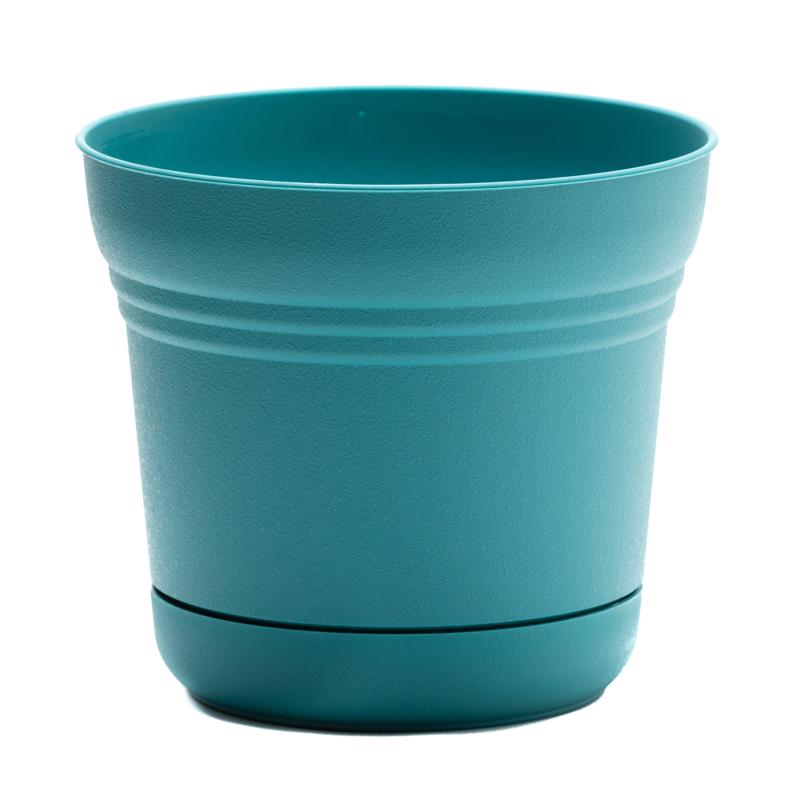Bloem Saturn 12.75 in. H X 14.5 in. W Resin Traditional Planter Bermuda Teal SP1426
