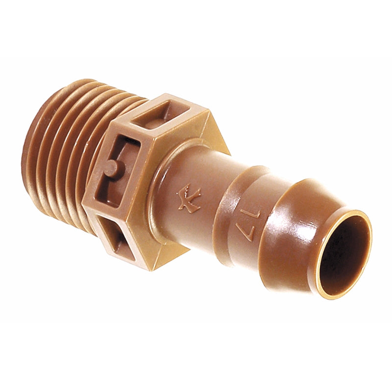Rain Bird 1/2 x 5/8 in. Barbed Drip Irrigation Adapter BA-050MPSX 1 pk