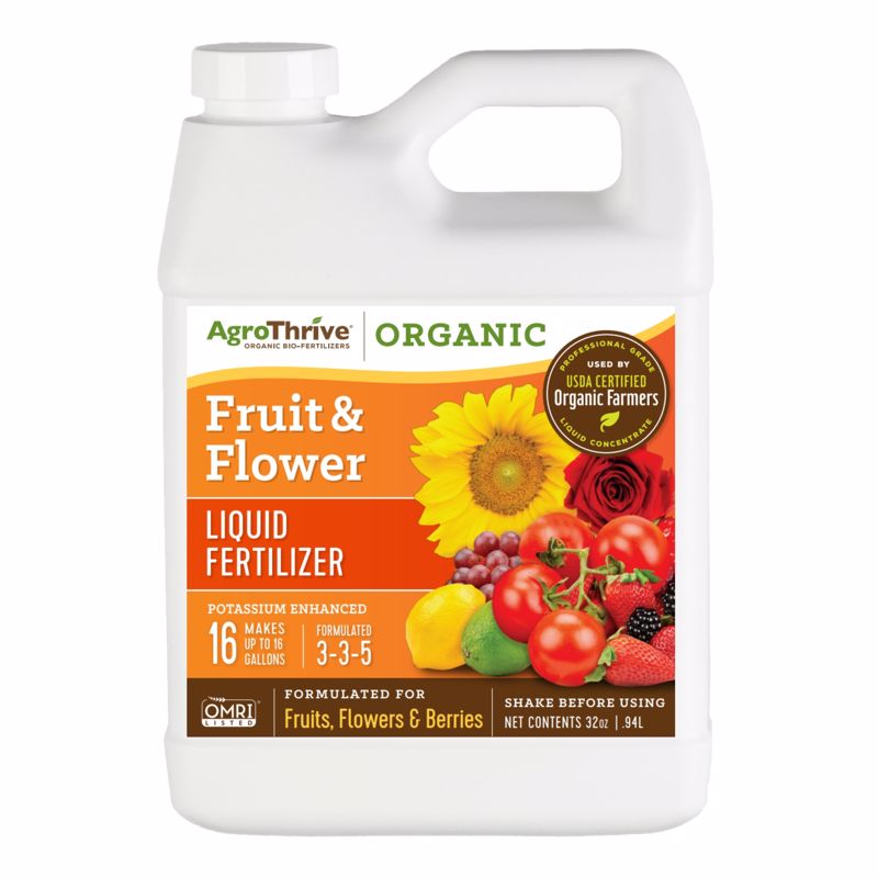 AgroThrive Organic Flowers/Fruits/Vegetables 3-3-5 Fertilizer 32 oz ATFF1032