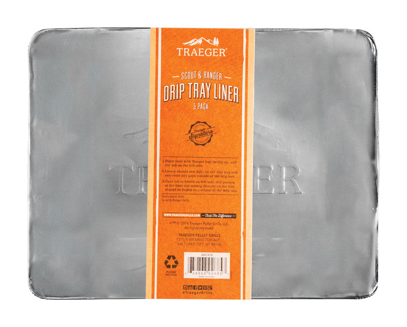 Traeger Aluminum Drip Tray Liner 13.15 in. L X 10.24 in. W For Traeger Ranger, Scout, PTG BAC458