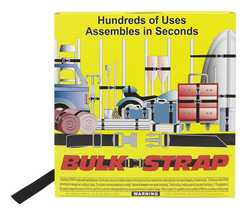 Bulk-Strap 1 in. W X 300 ft. L Black Webbing 200 lb 1001 1 pk