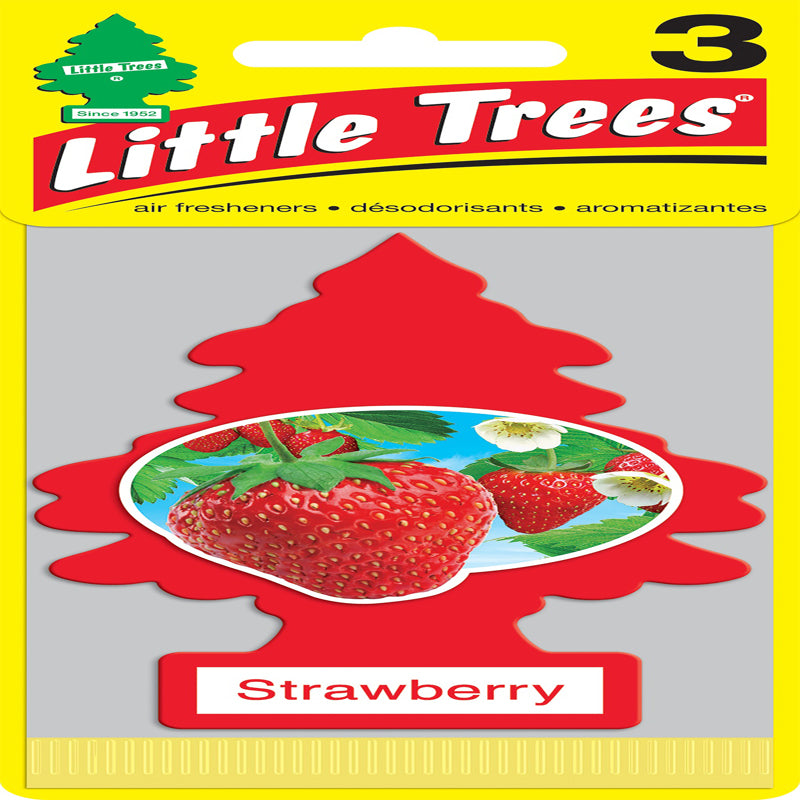 Little Trees Strawberry Scent Car Air Freshener Solid U3S-32012 3 pk, Case of 8