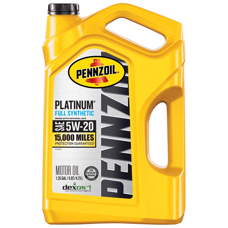 Pennzoil Platinum 5W-20 Gasoline Synthetic Motor Oil 5 qt 550046122 1 pk, Pack of 3