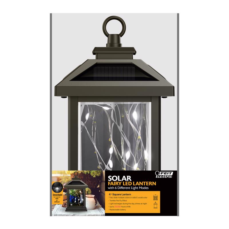 Feit Solar Fixtures 7 in. Solar Power Metal Square Bronze Hanging Pathway Light LAN4SQ/FYSOLV1, Pack of 3