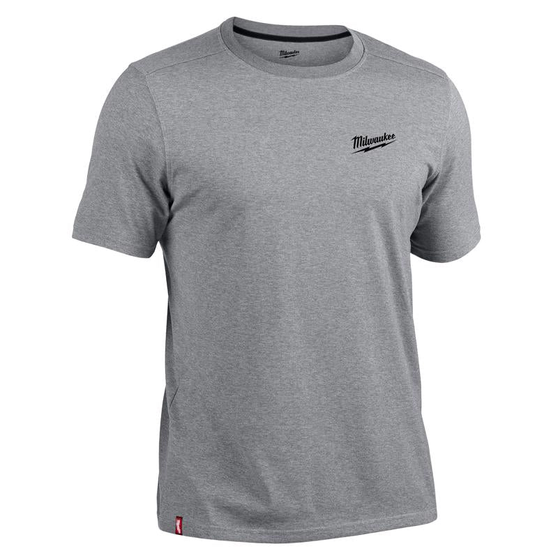 Milwaukee XXL Short Sleeve Men's Crew Neck Gray Hybrid Work Tee Shirt 603G-2X