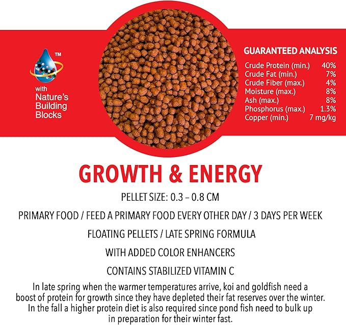 MICROBE-LIFT MLLHGEMD High Growth and Energy Floating Fish Food Pellets for Ponds, Water Gardens, and Fountains, Safe for Live Goldfish and Koi, 2.25 Pounds