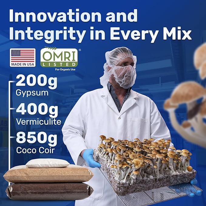 Surfin' Spores Dry Mushroom Substrate Mix | Produces 10 Pounds of Pasteurized Bulk Substrate | CVG Blend (Coco Coir, Vermiculite, Gypsum)
