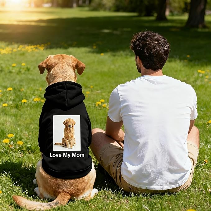 Custom Dog Hoodie, Personalized Sweatshirt with Photo Text Name Logo, Customized Hooded Sweater for Small Medium Large Dogs & Cats (Black, XX-Large)