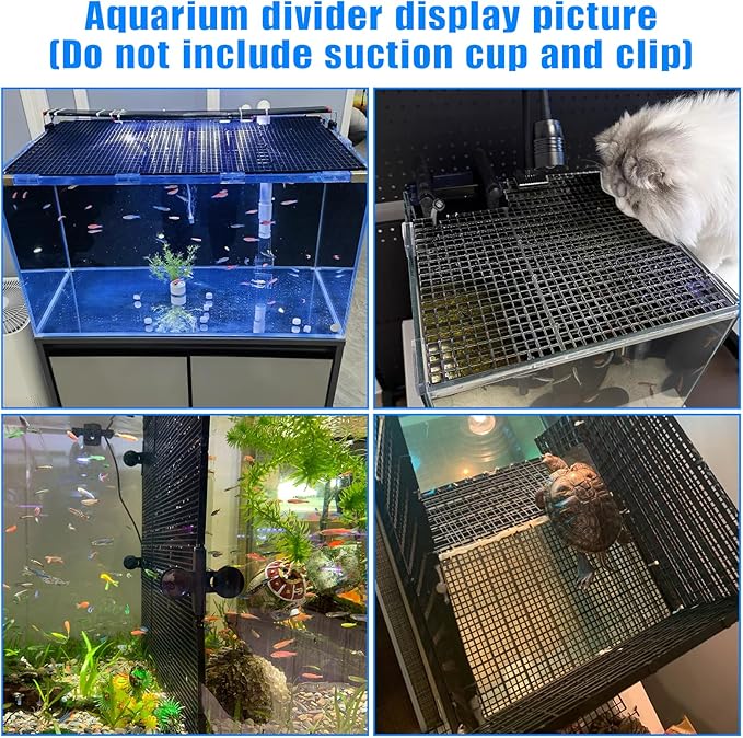 Adjustable Platic Grip Panel Aquarium Fish Tank Divider Filter Bottom DIY Plastic Grid Fish Tank Isolation Board Plastic Egg Crate Tray (Black, 4pcs 11.8X5.9 Inch with 0.15 Inch Hole)