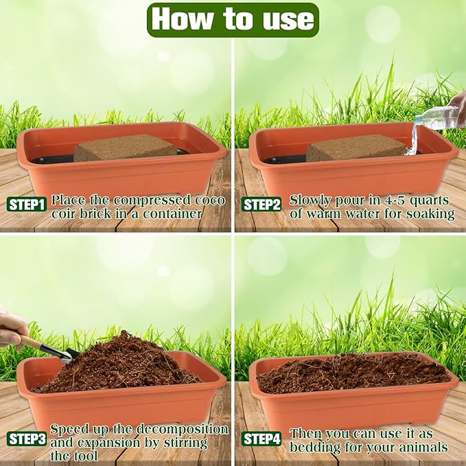 ZeeDix 6 Pack Coconut Fiber Substrate, 100% Organic Coconut Husk Coco Coir Brick Terrarium Bedding for Reptiles, Tortoise, Bearded Dragon, Leopard Gecko, Snake, Hermit Crabs, Frogs, Tarantula