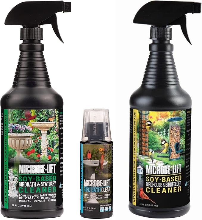 MICROBE-LIFT Bird Bath Clear Two-in-One Water Cleaner and Surface Treatment for Outdoor Birdbaths and Fountains, Safe for Birds, Fish, and Frogs, Plus Soy-Based Cleaner Bundle