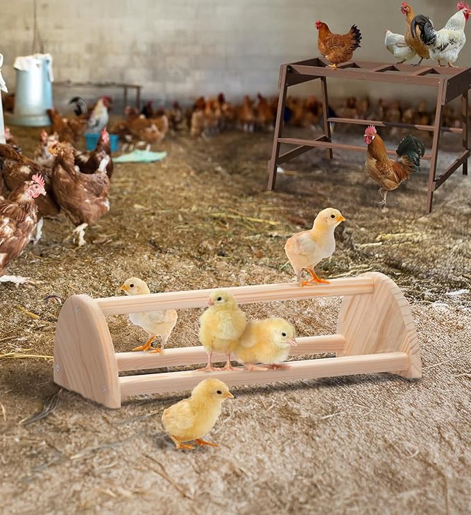 PETSFIT Chick Perch Prevent Rotation Design, Strong Wooden Chicken Roosting Bar, Easy to Assemble and Clean, Fun Toys for Chick