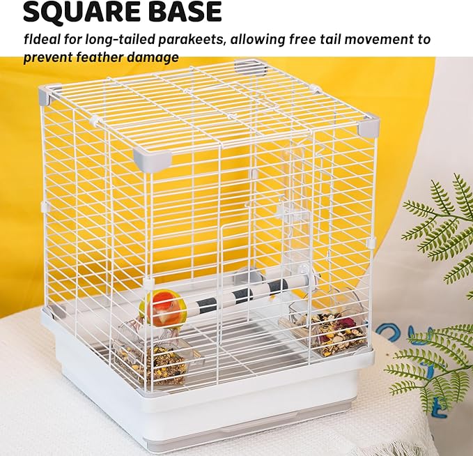 14.6" Portable Travel Bird Cage, Parrot Cage, Ample Room for Tail Movement, with Food Box, Perch, Water Bottle, for Vet Visit, Short Trip, Parakeet, Cockatiel, Budgie, Small Medium Birds