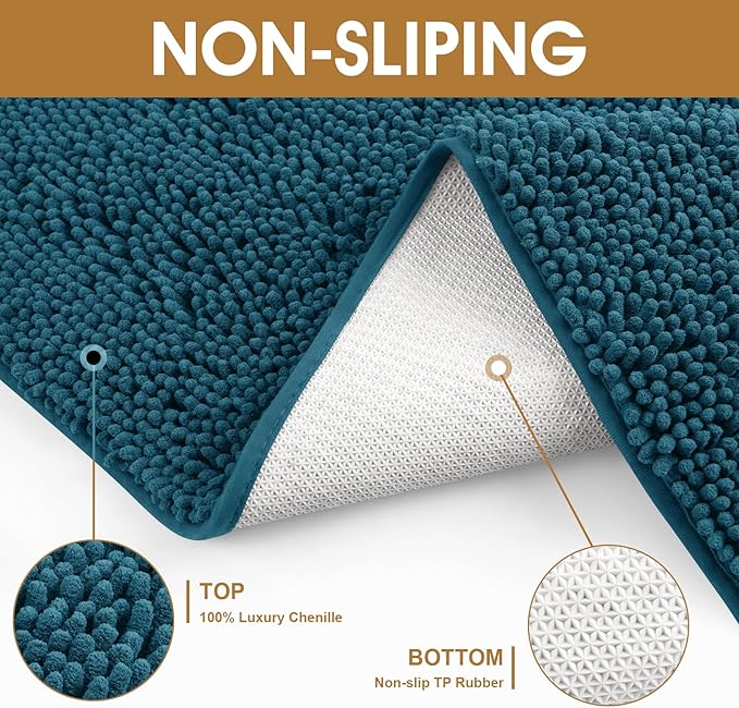 IM HOME Extra Large 60" x 36" Teal Blue Dog Door Mats for Muddy Paws, Chenille Absorbent Dog Mat, Non Slip Heavy Mud Mat for Dogs, Soft Pet Bed Mat for Entryway, Mud Paws, Inside Floor