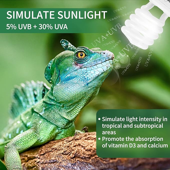 LUCKY HERP Reptile UVA UVB Light 5.0 26W Compact Fluorescent Tropical Terrarium Lamp