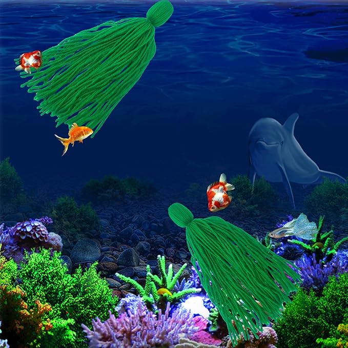 2PCS Fish Spawning Mops Fish Breeding Aquatic Plant Fish Hideout for Aquarium Floating, Fry Hiding Decorations, Green