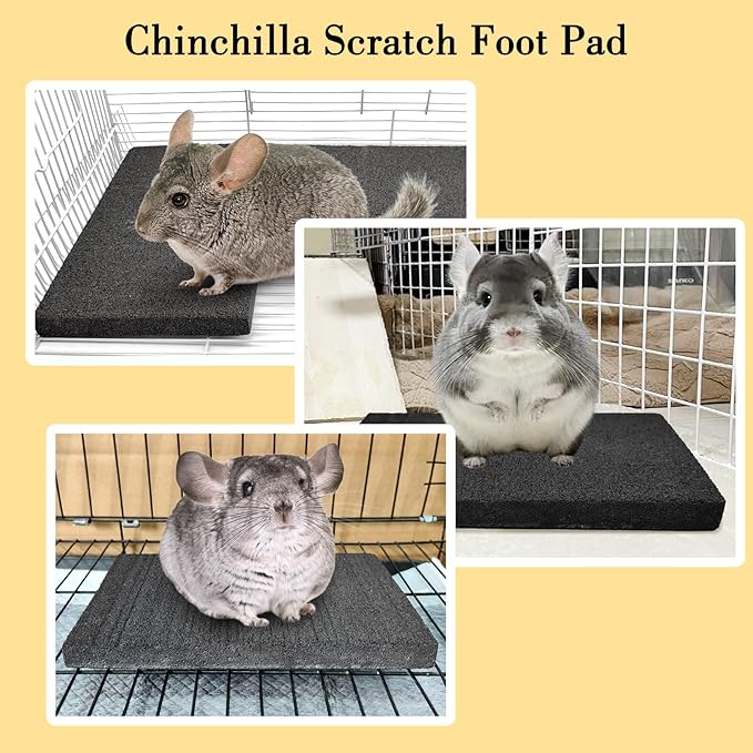 BNOSDM 2Pcs Chinchilla Scratch Foot Pads Hamster Grinding Claw Pads Natural Bunny Lava Stone for Teeth Rabbit Scratching pad Chew Toy for Guinea Pig Ferret Rabbit Mouse(Black)