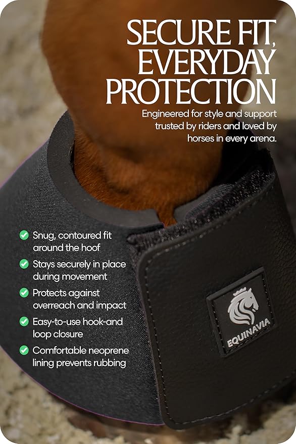 Equinavia Toki Bell Boots for Horses | Neoprene Overreach Boots - Black - XL