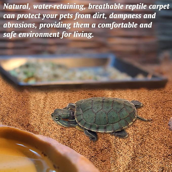 ZeeDix 3 Rolls Reptile Carpet, 16 x 36 inches Natural Coconut Fiber Liner Mat Flooring Accessories for Reptile Tank - Bearded Dragon Tortoise Lizard Turtle Snake Leopard Gecko Substrate Bedding