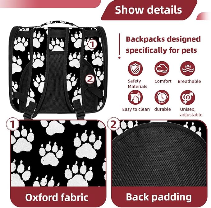 Chalk Dog paw Print Pet Carrier Airline Approved Soft Sided Portable Cozy Travel Pet Bag, Car Seat Safe Carrier for Cats and Dogs