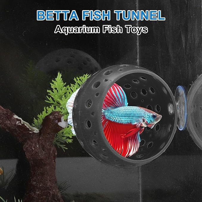 Betta Hideout Tunnel, Interactive Aquarium Decor, Aquarium Tunnel for Betta, Exciting Hiding Spot, Black