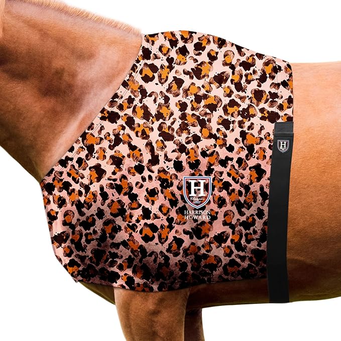 Harrison Howard Horse Stretchy Shoulder Guard Anti Rub Bib for Horse Classic Leopard M