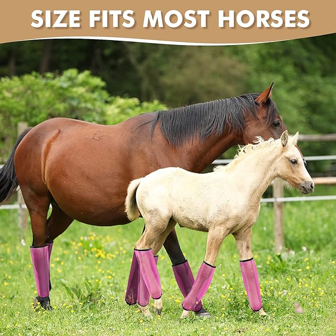 4 Sets Fly Boots Loose Fitting & Non-Slip Horse Fly Leggings No More Horsefly Nuisance Greatly Reduce Stomping Breathable with Natural Air Flow