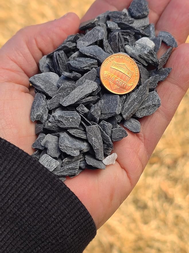 Small World Slate & Stone Aquarium Gravel 14 lbs - Natural Substrate for Aquascaping Planted, Freshwater and Saltwater Tanks - Grey - Gravel Size Approx. 1/4"-1/2" (14 lbs)