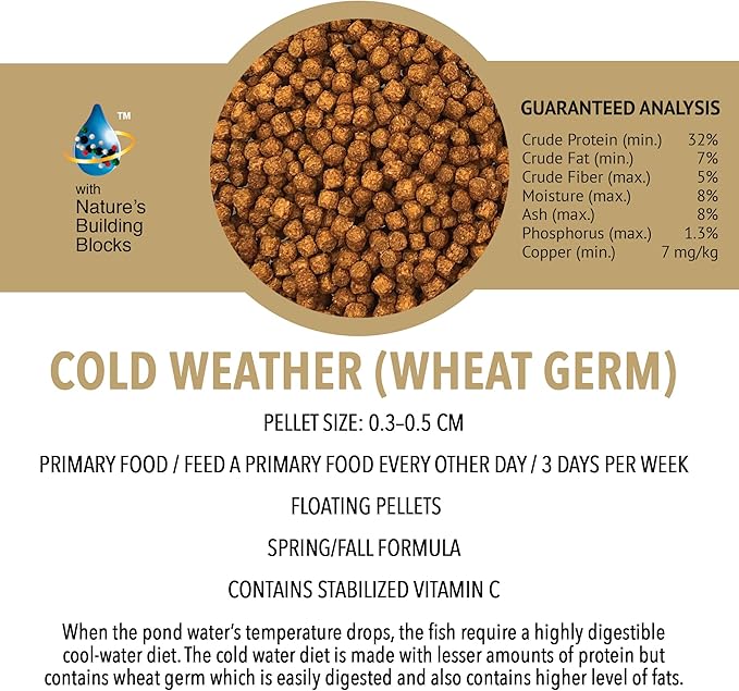 MICROBE-LIFT MLLWGMD Cold Weather Floating Fish Food Pellets with Wheat Germ for Ponds, Water Gardens, and Fountains, for Live Goldfish and Koi, 2.25 Pounds