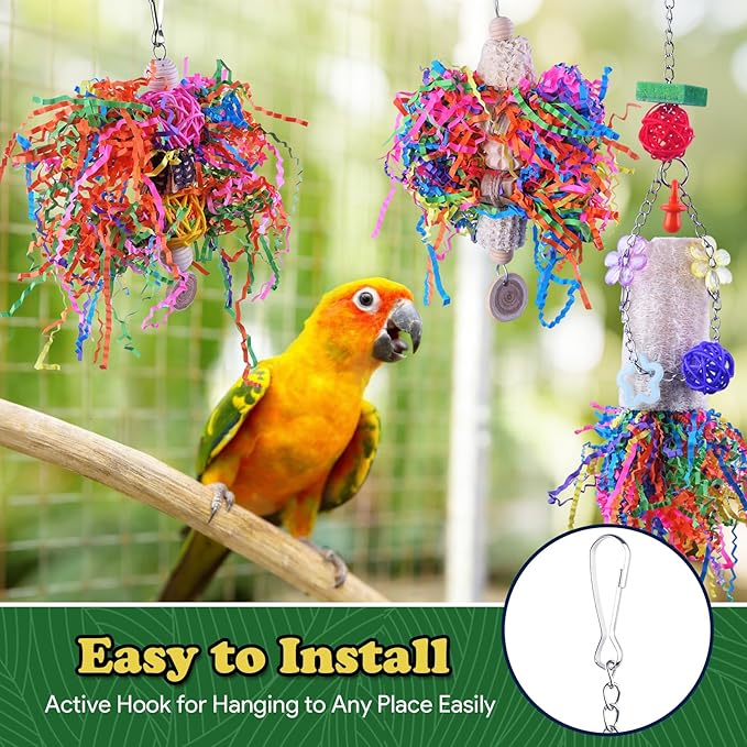 Bird Toys, Parakeet Foraging Toy, Hanging Chewing Toy, Bird Cage Accessories – Suitable for Cockatiels, Budgies, Lovebirds, Conures and Other Small Parrots