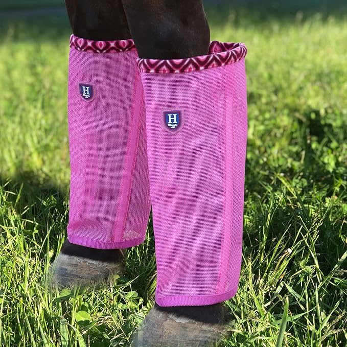 Fine Mesh Fly Boots Loose Fitting & Non-Slip Horse Fly Leggings Fleece Air Flow (Set of 4)