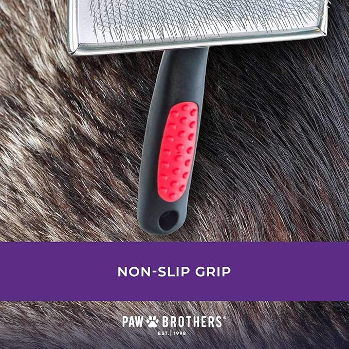 Ryan's Pet Supplies Paw Brothers Flat Slicker Brush for Dogs, Dog Brush for Long Haired Dogs, Professional Grade, Coated Tips, Gentle on Skin, Maximum Coverage, Extra Large