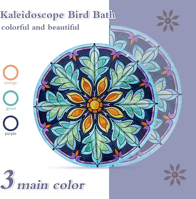 MUMTOP Hanging Bird Bath - Bird Baths for Outdoors, 11 Inch Glass Bird Bath Bowl Outdoor Bird Feeders for Garden Yard and Patio Decor
