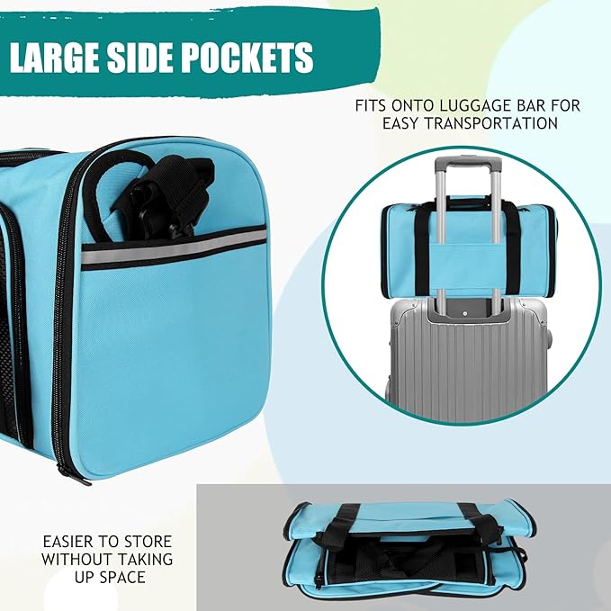 Top tasta Dog Cat Carrier Pet Carriers for Small Medium Large Cats Dogs Carrier Soft Sided Small Puppy Dog Carrier Portable Foldable Airline Approved Dog Cat Travel Carrier Blue Medium