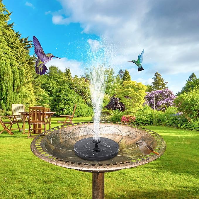 Mademax 1W Solar Bird Bath Fountain Pump, Solar Fountain, Free Standing Floating Solar Powered Water Fountain Pump for Bird Bath, Garden, Pond, Pool, Outdoor