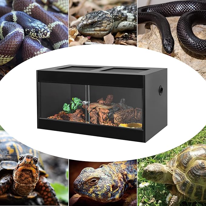 50 Gallon Reptile Enclosure, 36" x 18" x 18" Wooden Reptile Terrarium with Double Hinge Sliding Doors & Top Screen Ventilation, Better Heat Preservation, Suitable for Bearded Dragon Gecko Ball Python