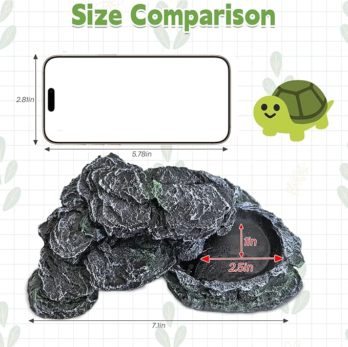 PINVNBY Reptile Hide Resin Turtles Dock for Aquarium (Size: 7.1 x 4.7 x 2.7 inches), Turtle Basking Platform for Small Size Snake Crested Gecko Lizard Frogs Newts