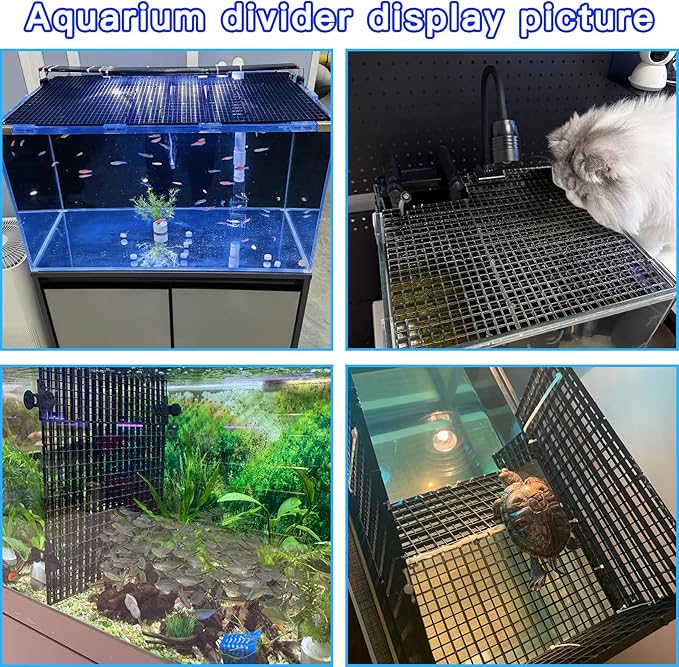 Adjustable Aquarium Fish Tank Divider Filter Bottom Plastic Grid Fish Tank Isolation Board Egg Crate Tray((Black, 4pcs 11.8X11.8Inch with 0.35Inch Hole)