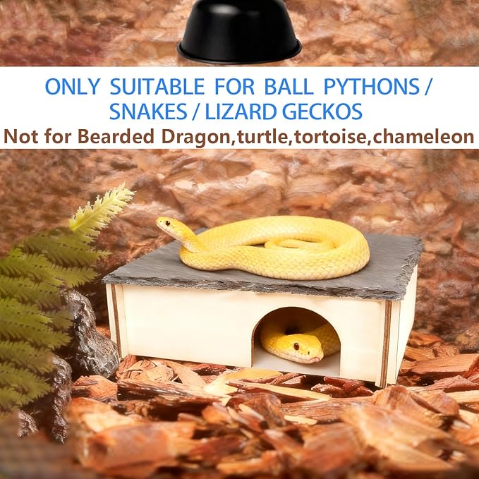 Large Snake Hide with Slate Reptile Hide Box Ball Python Hide 13.8×9.8×3.1" (L) Reptile Hides Snake Hides for Ball Pythons Leopard Geckos100% Natural Stone & Wood Reinforced Packaging