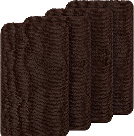 OLANLY Dog Door Mat Set 4-Piece 36x24, Absorbs Moisture and Dirt, Absorbent Non-Slip Washable Doormat, Quick Dry Chenille Mud Mat for Dogs, Entry Indoor Entryway Carpet for Inside Floor, Brown