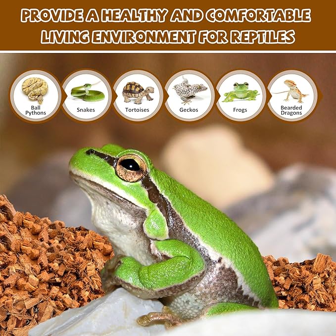 Legigo 2 Pack Coconut Chip Substrate for Reptiles, Natural Coco Husk Chip Reptiles Bedding, Compressed Coconut Chip Substrate for Snake, Tortoise, Ball Python, Gecko, Lizard Terrarium Tanks