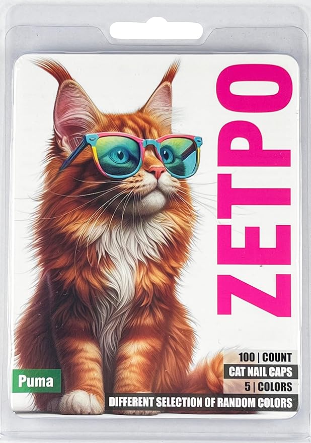 zetpo Cat Nail Caps | Cat Claw Covers | with Adhesives and Applicators (XS, 5X Solid Random Colors | 100 pcs)
