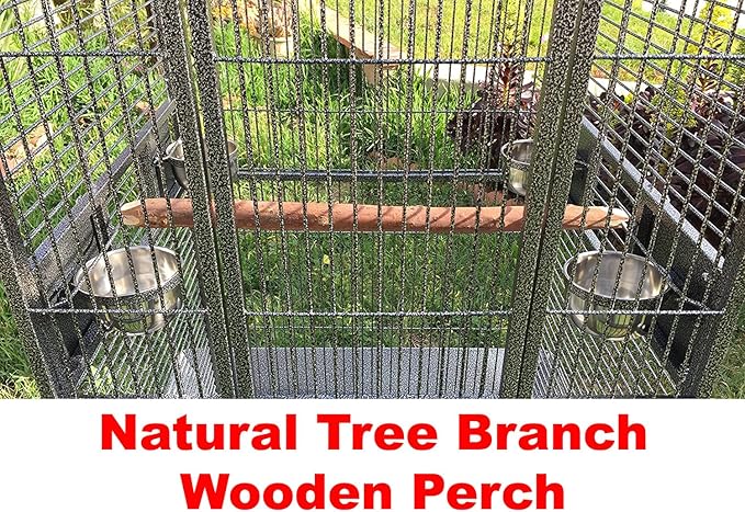 Castle PlayTop Parrot Cage - 32" W x 23" L x 66" H for Large Macaws Cockatoos African Grey Amazon (32" W x 23" L x 66" H, Black Vein)