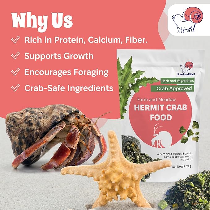 Farm & Meadow Hermit Crab Food – Corn, Broccoli & Leafy Greens with Sprouted Grains – 39g – Snout and Shell