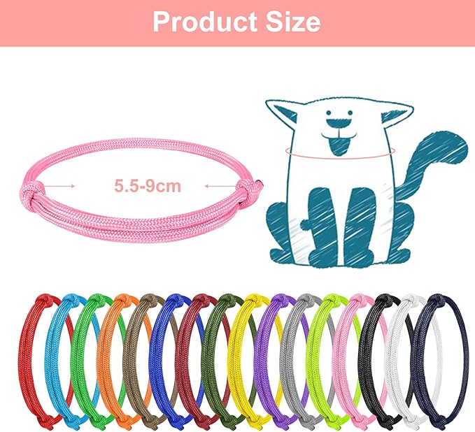 BOUMUSOE 16pcs Adjustable Puppy ID Bands - Multi Coloured Whelping Collars for Dog, Kitten & Newborn Pet