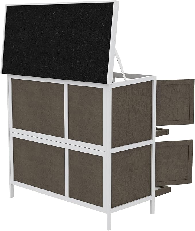 PawHut Wooden Bunny Rabbit Hutch, Small Animal Habitat with Ramp, Removable Tray & Weatherproof Roof, for Rabbits, Chickens, Ducks, Indoor/Outdoor, Brown