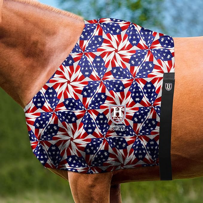 Harrison Howard Heat-Insulating Breathable Stretchy Shoulder Guard Anti Rub Bib for Horse US Flag Prism L