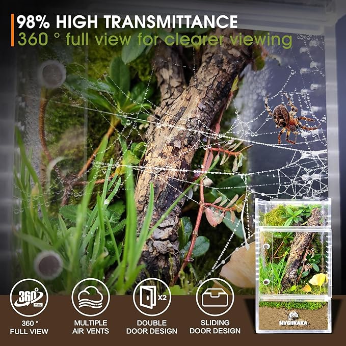 Jumping Spider Enclosure Accessories, Tarantula Spider Box, Bug Cage, Praying Mantis Habitat Enclosure, Snail Insect Terrarium, Caterpillar Habitat (3x3x6 inch)
