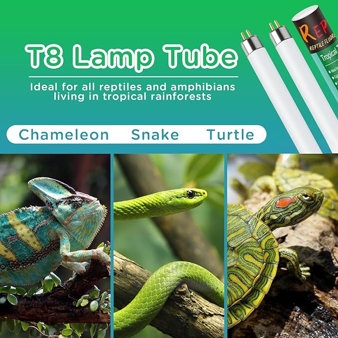 T8 UVB Reptile Light 18W 5.0-2 Pack,UVA UVB Light Bulb for Reptiles,Reptile UVB Lamp Tube for Bearded Dragon
